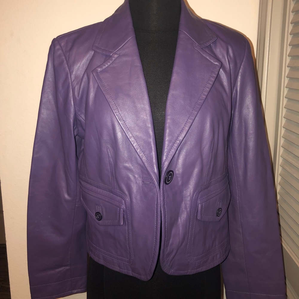 Purple 100 percent leather jacket size L